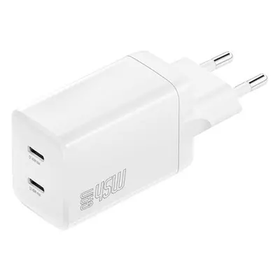 4smarts PDplug Dual töltő adapter 2xType-C, 45W, fehér