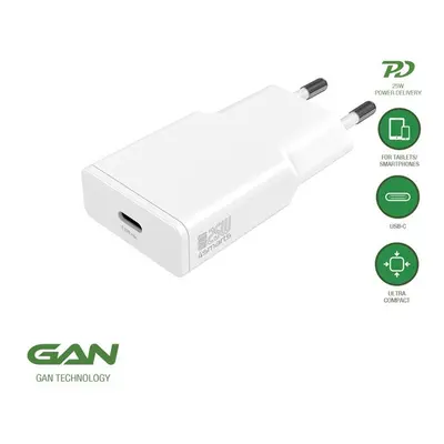 4smarts PDPlug Slim USB-C hálózati adapter, 25W GaN, fehér