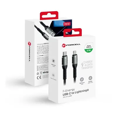 Forcell F-Energy C259 USB-C-Lightning töltő / adatkábel, PD 3A, 27W, 1,2m, fekete