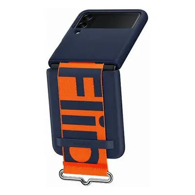 Samsung Galaxy Z Flip3 Silicone Cover with Strap, gyári szilikon tok szíjjal, sötétkék, EF-GF711