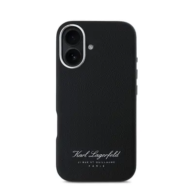 Karl Lagerfeld Grained PU Hotel RSG iPhone 16 hátlap tok, fekete