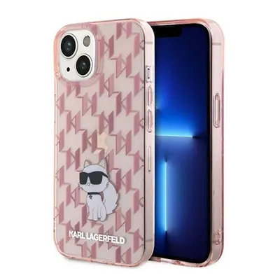 Karl Lagerfeld Monogram Choupette Apple iPhone 15 hátlap tok, rózsaszín