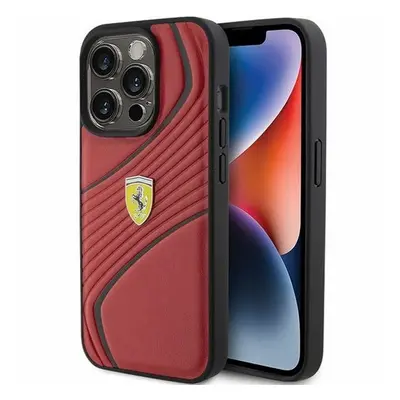 Ferrari Twist Metal Logo iPhone 15 Pro kemény hátlap tok, piros FEHCP15LPTWR