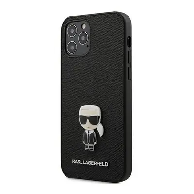 Karl Lagerfeld Saffiano Iconic Cover szilikon tok Apple iPhone 12 Pro Max, fekete