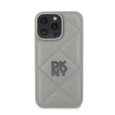 DKNY PU Leather Quilted Stack Logo iPhone 16 Pro tok, szürke