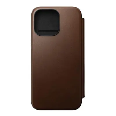 Nomad Modern Leather Folio iPhone 15 Pro Max flip tok, barna