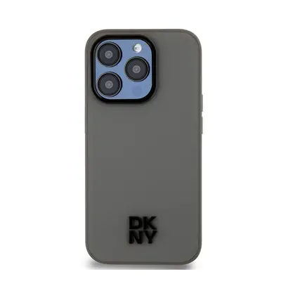 DKNY PU Leather Stack Logo iPhone 15 Pro Max MagSafe tok, szürke