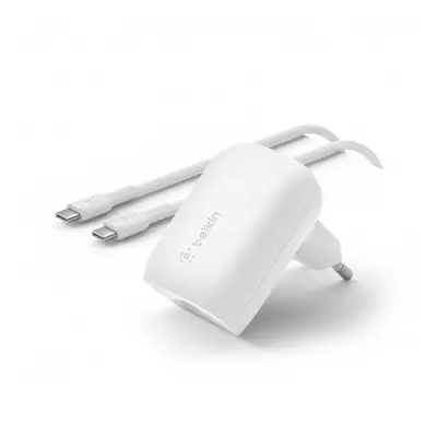 Belkin Boost Chagre PD hálózati gyorstöltő Type-C + Type-C kábel, 30W, fehér