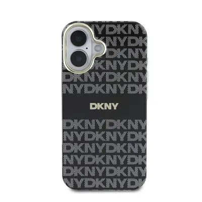 DKNY PC/TPU Repeat Pattern Tonal Stripe iPhone 16 MagSafe tok, fekete