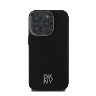 DKNY PU Leather Stack Logo iPhone 16 Pro MagSafe tok, fekete