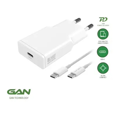 4smarts PDPlug Slim USB-C hálózati adapter + USB-C kábellel, 20W, 1A, 1,5m, fehér