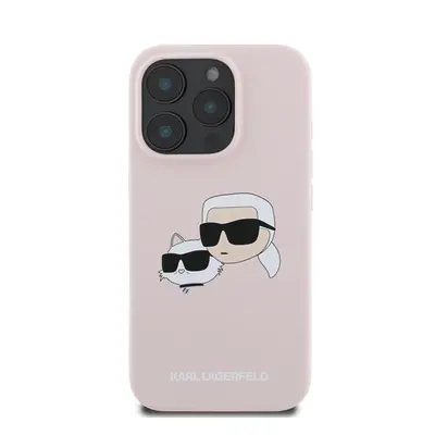 Karl Lagerfeld Liquid Silicone Double Heads MagSafe Apple iPhone 16 Pro hátlap tok, rózsaszín