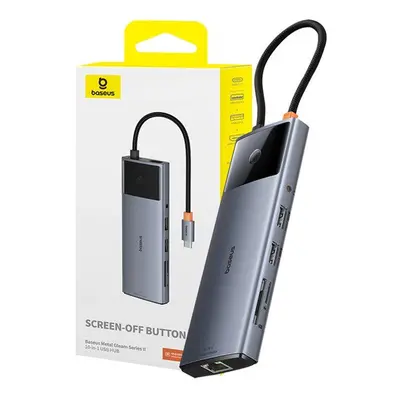 Baseus Metal Gleam II Series, Hub 10 az 1-ben, USB-C-1xHDMI, USB-A (10Gbps), USB-C, 2xUSB-A, Eth