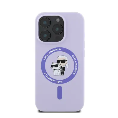 Karl Lagerfeld Silicone KC Heads Ring Apple iPhone 16 Pro Max hátlap tok, lila KLHMP16XSCMKCRHU