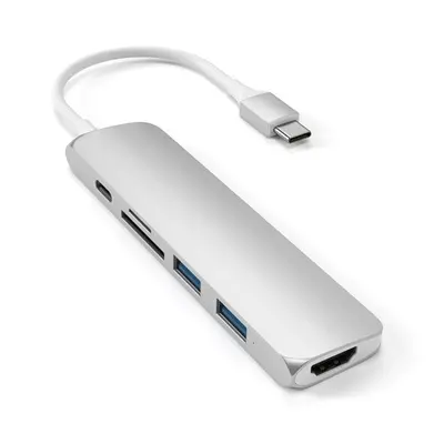 Satechi Type-C Slim MediaHub, 4k HDMI, 2x USB 3.0 és kártyaolvasó, ezüst