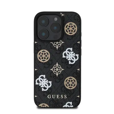 Guess PU 4G Peony Apple iPhone 16 Pro Magsafe kompatibilis hátlap tok, fekete