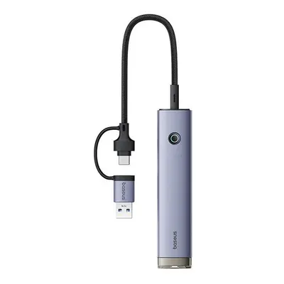 Baseus UltraJoy 4 az 1-ben Hub USB-A-USB-C 3xUSB3.0+USB-C+RJ45, szürke