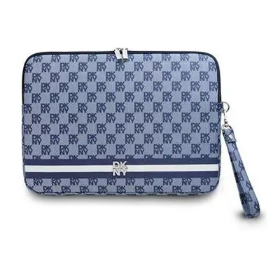 DKNY PU Leather Checkered Pattern and Stripe Laptop táska, 13-14", kék