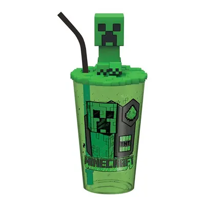 KiDS Minecraft pohár szívószállal, 450ml, zöld