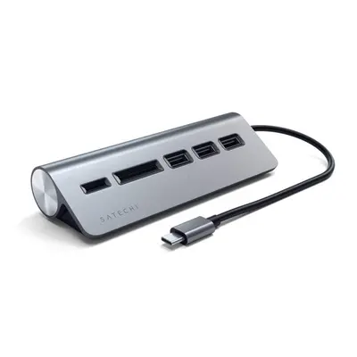 Satechi Aluminum Type-C USB Hub, 3x USB 3.0 és kártyaolvasó, szürke