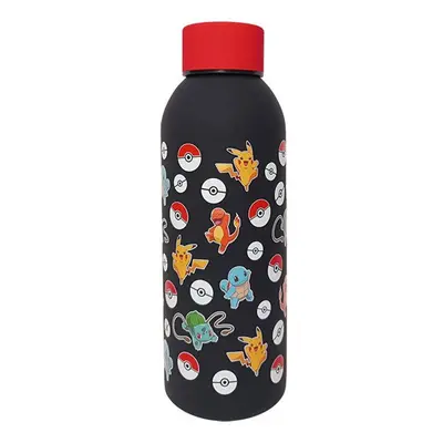 KiDS Pokemon acél palack/kulacs, 500ml, fekete-mintás