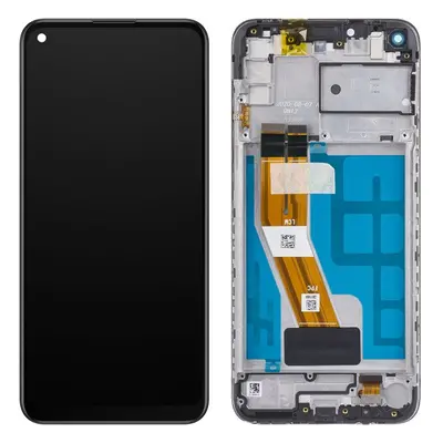 Samsung Galaxy M11 kompatibilis LCD modul kerettel, OEM jellegű, fekete