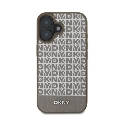 DKNY PU Leather Repeat Pattern Bottom Stripe iPhone 16 MagSafe tok, barna