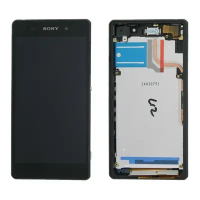 Sony Xperia Z2 kompatibilis LCD modul kerettel, OEM jellegű, fekete, Grade S+