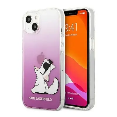 Karl Lagerfeld Choupette Eat hátlap tok Apple iPhone 13 mini, rózsaszín