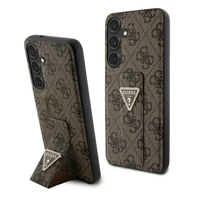 Guess Grip Stand 4G Triangle Strass Samsung Galaxy S24 hátlap tok, barna GUHCS24SPGS4TDW