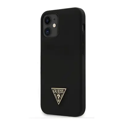 Guess Silicone Metal Triangle Apple iPhone 12/12 Pro hátlap tok, fekete