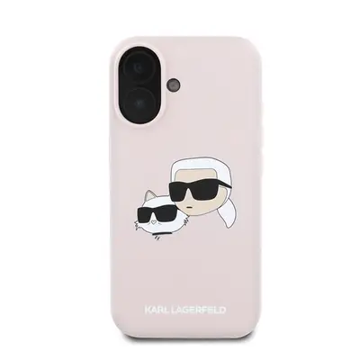 Karl Lagerfeld Silicone Double Heads Print Apple iPhone 16 Magsafe kompatibilis hátlap tok, rózs