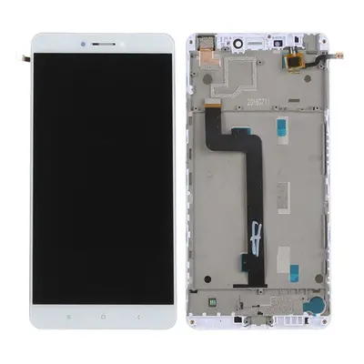 Xiaomi Mi Max kompatibilis LCD modul kerettel, OEM jellegű, fehér, Grade S+