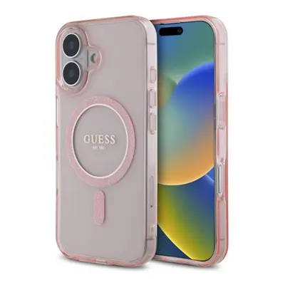 Guess IML Glitter Circle iPhone 16 MagSafe hátlap tok, rózsaszín GUHMP16SHFGEREP