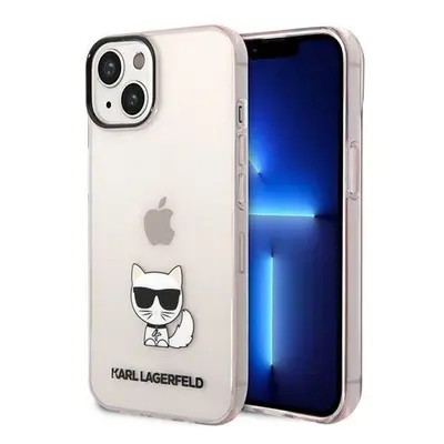 Karl Lagerfeld Transparent Choupette Body Apple iPhone 14 hátlap tok, rózsaszín