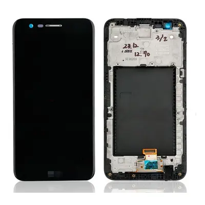 LG K10 (2017) kompatibilis LCD modul kerettel, OEM jellegű, fekete, Grade S+