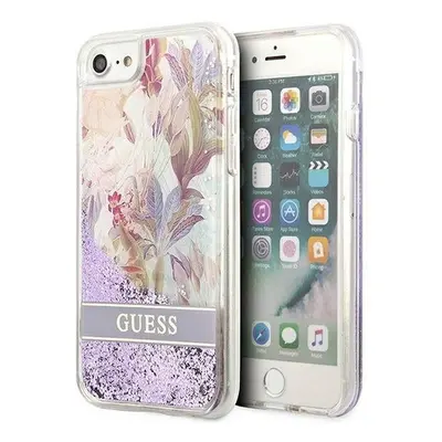 Guess Liquid Glitter Flower Apple iPhone SE 2022/2020/8/7 hátlap tok, lila