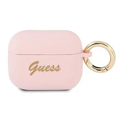 Guess Silicone Vintage Script Apple AirPods Pro tok, rózsaszín