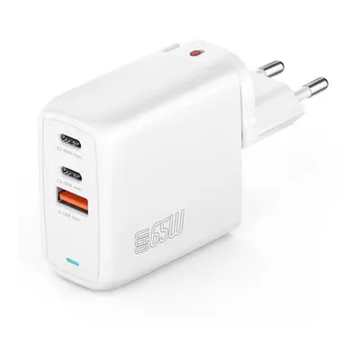 4smarts GaN Flex töltő adapter 2xType-C + 1 USB, 65W, fehér