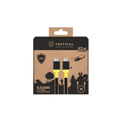 Tactical BlackBird USB-C-USB-C adatkábel, 1m, fekete/sárga