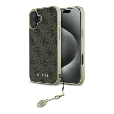 Guess 4G Charms Collection iPhone 16 hátlap tok, barna GUHCP16SGF4GBR