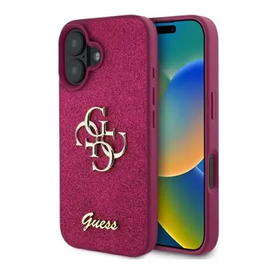 Guess Fixed Glitter Big 4G iPhone 16 hátlap tok, lila GUHCP16SHG4SGU