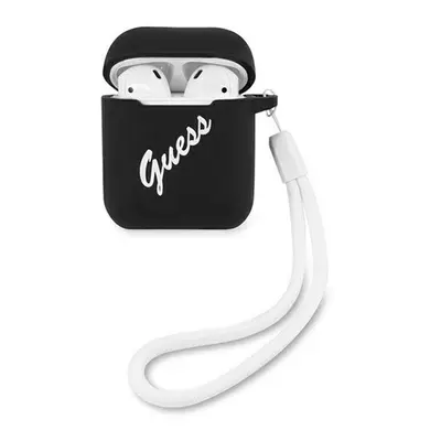 Guess Silicone Vintage Apple AirPods 1/2tok, fekete-fehér