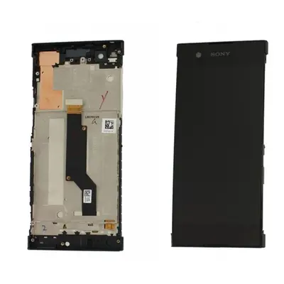 Sony Xperia XA1 kompatibilis LCD modul kerettel, OEM jellegű, fekete, Grade S+