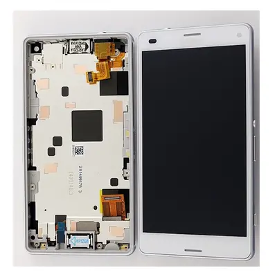 Sony Xperia Z3 Compact kompatibilis LCD modul kerettel, OEM jellegű, fehér, Grade S+