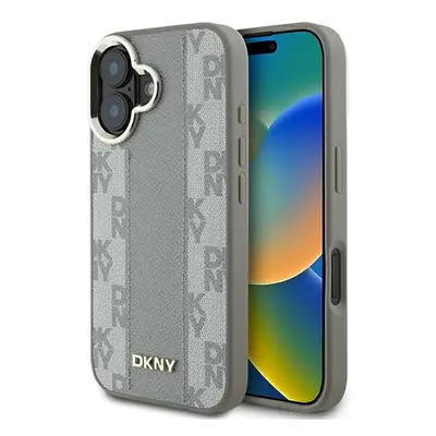 DKNY Checkered Pattern iPhone 16 hátlap tok, bézs DKHMP16SPCPVSLE