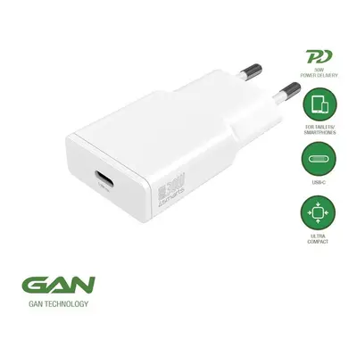 4smarts PDPlug Slim USB-C hálózati adapter, 30W GaN, fehér