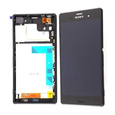 Sony Xperia Z3 kompatibilis LCD modul kerettel, OEM jellegű, fekete, Grade S+