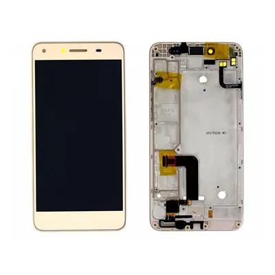 Huawei Y6 II Compact kompatibilis LCD modul kerettel, OEM jellegű, arany, Grade S+