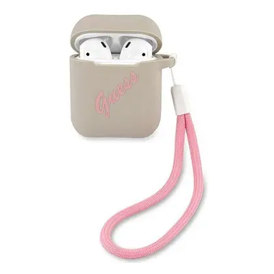 Guess Silicone Vintage Apple AirPods 1/2 tok, szürke-rózsaszín